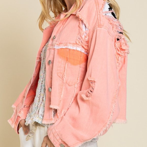 LOVE - Jean Jacket in Papaya - gorgeous and fun. - Picture 7 of 8